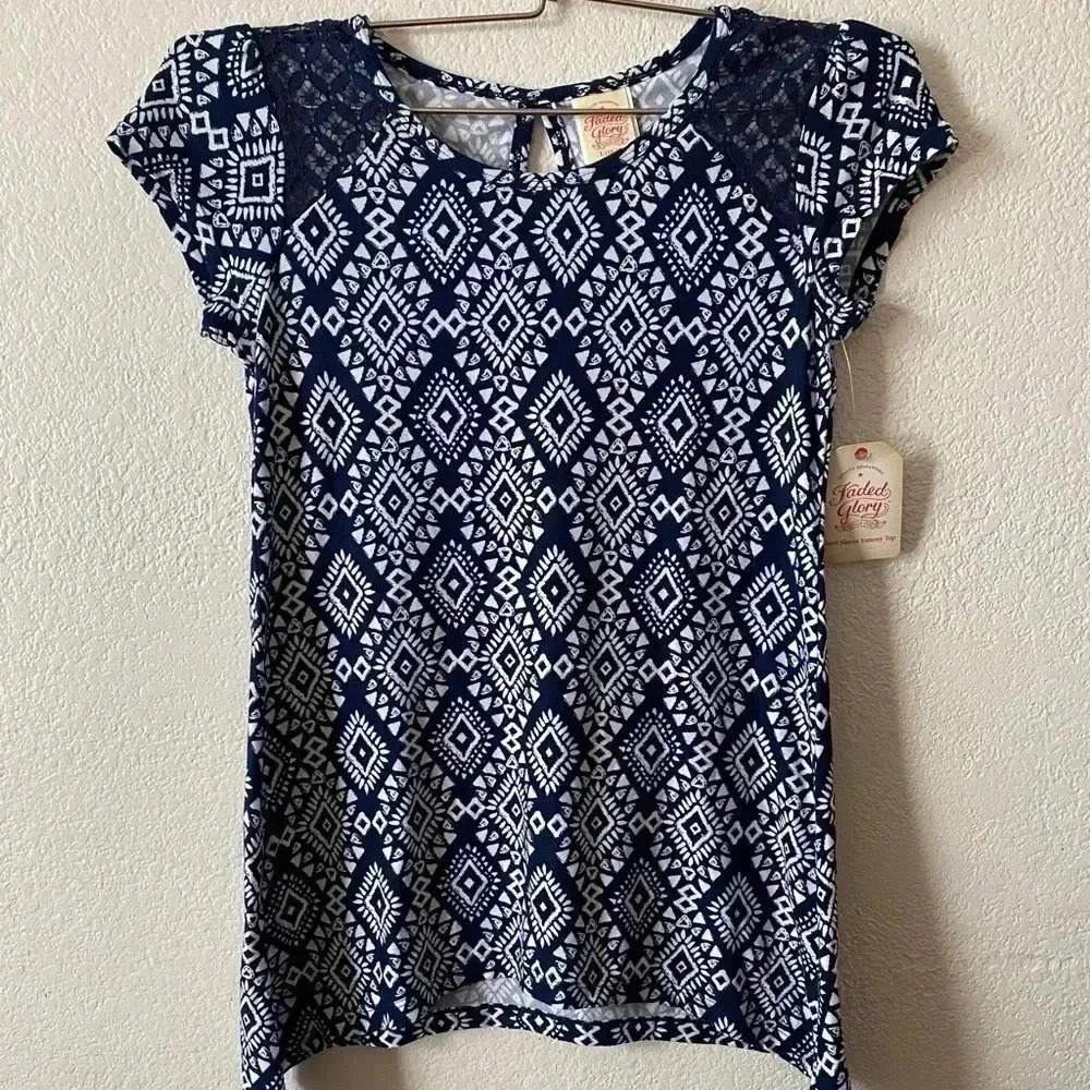 🆕Faded Glory Girl Navy Tunic Top L🆕
